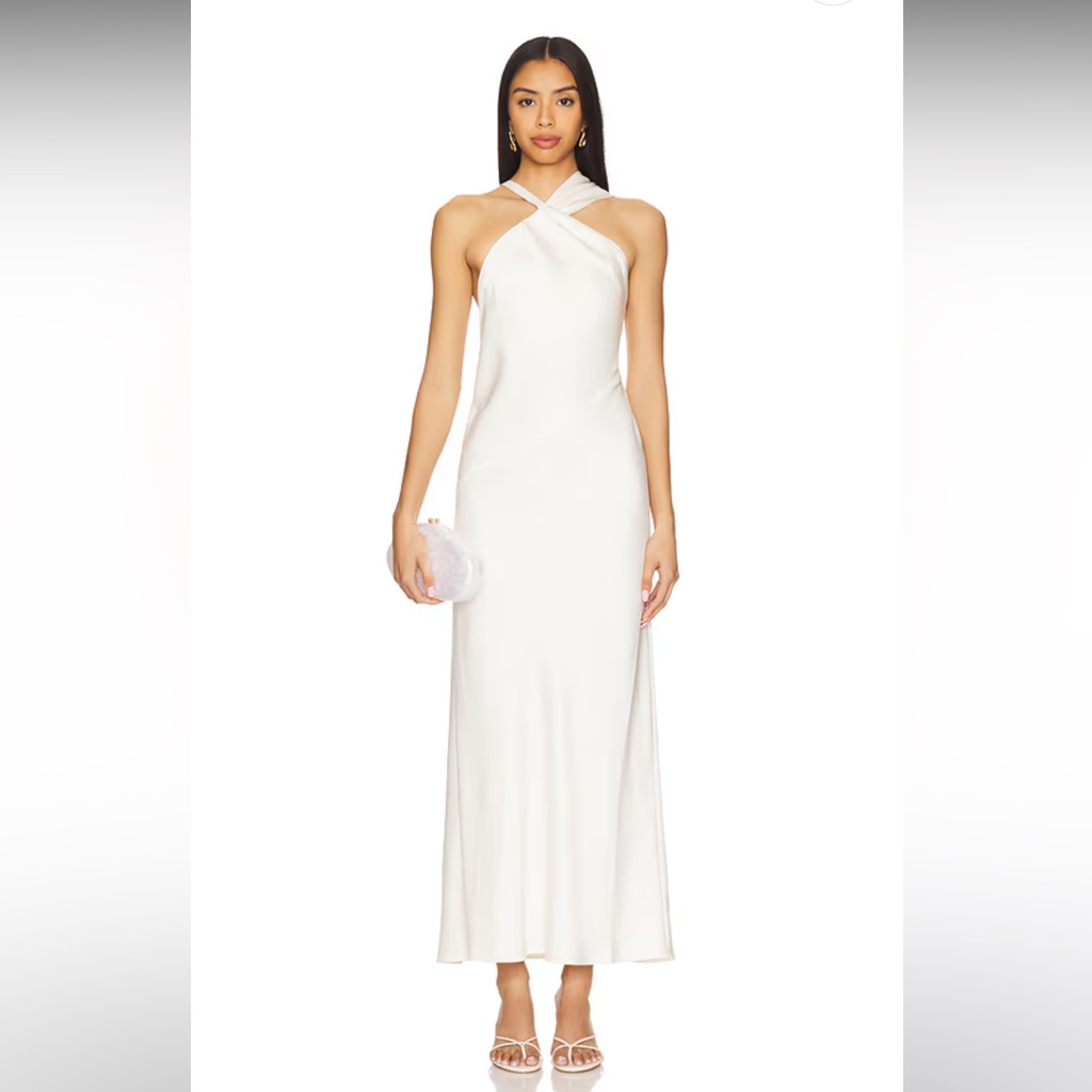Lucile Draped Maxi Dress In Bone